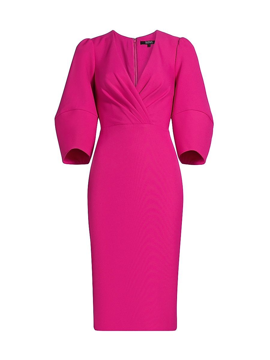 Women's Stretch-Crepe Knee-Length Cocktail Dress - Hot Pink - Size 2