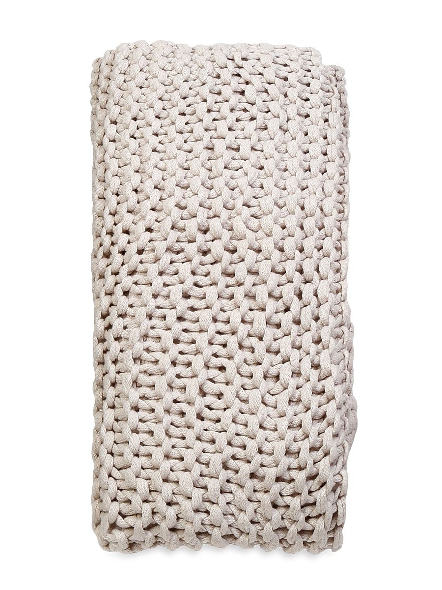 Finn Hand-Knit Throw Blanket - Taupe