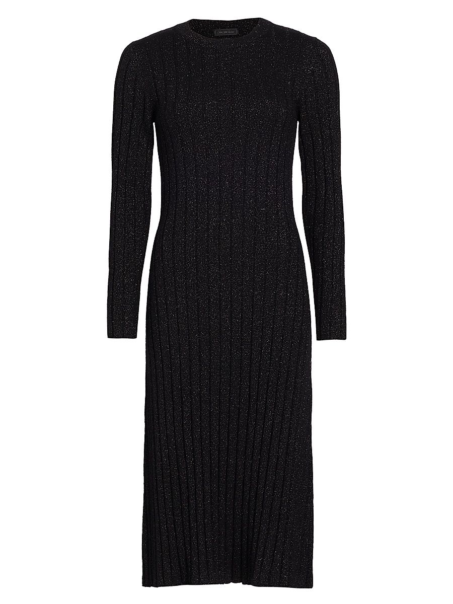 Women's Metallic Rib-Knit Midi-Dress - Black - Size XL