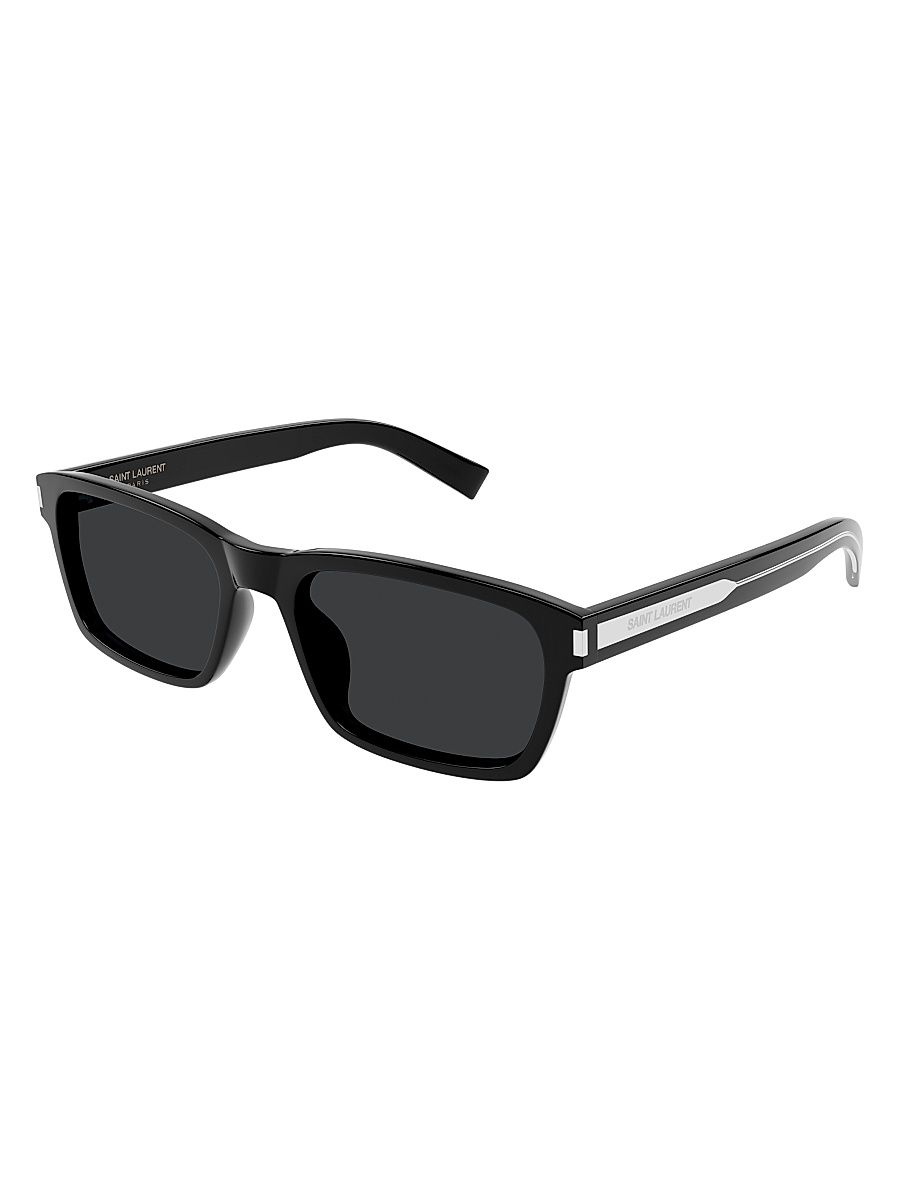Men's Mid Naked 57MM Square Sunglasses - Black Silver Dark Grey