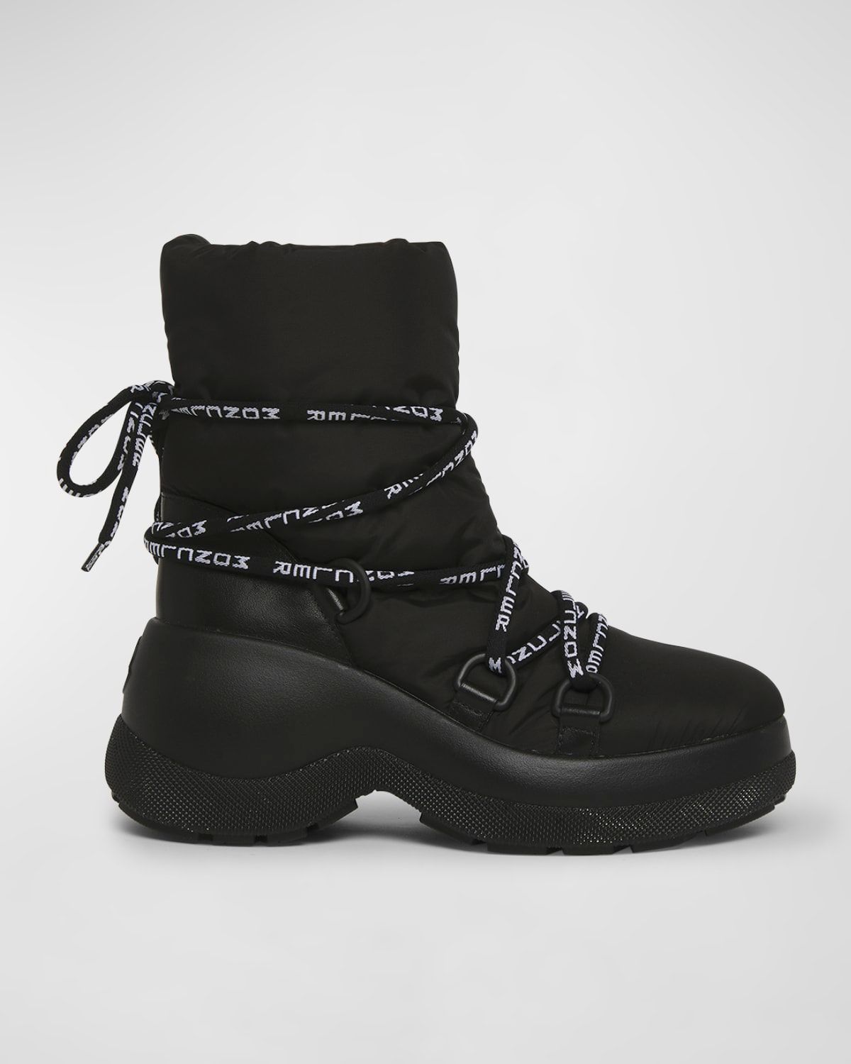 Resile Puffy Nylon Lace-Up Booties