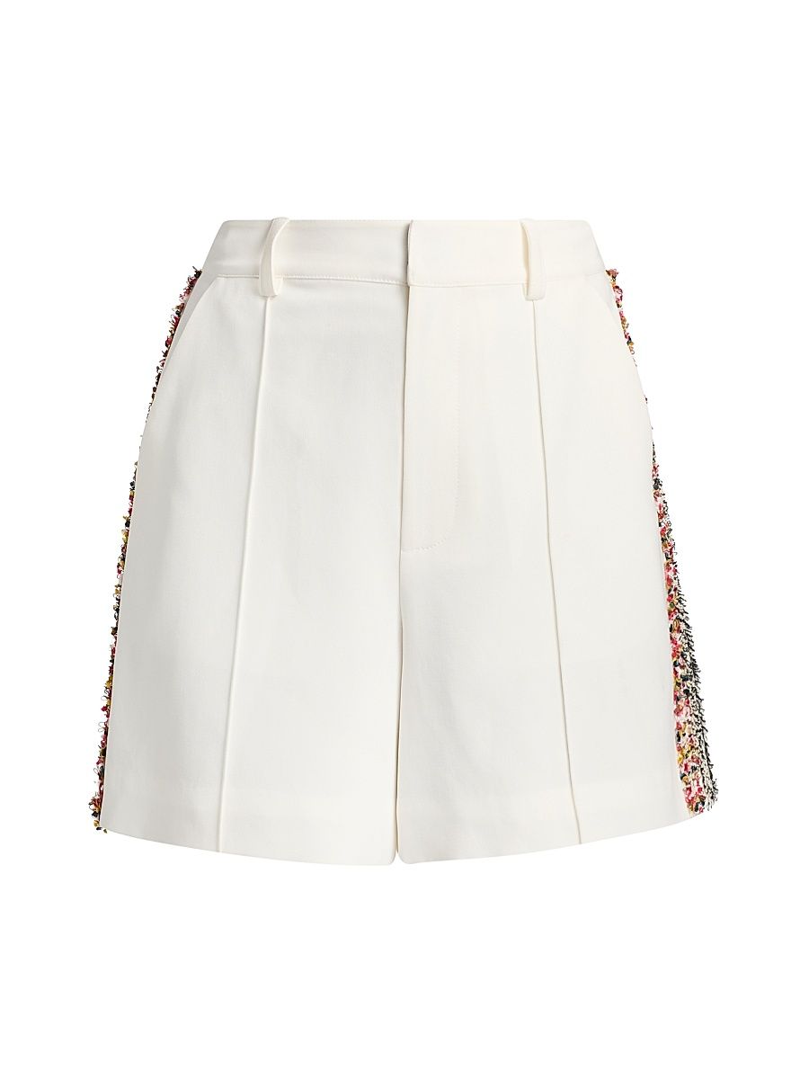 Women's Lynn Fringe Trim Shorts - Ivory Multi - Size 10