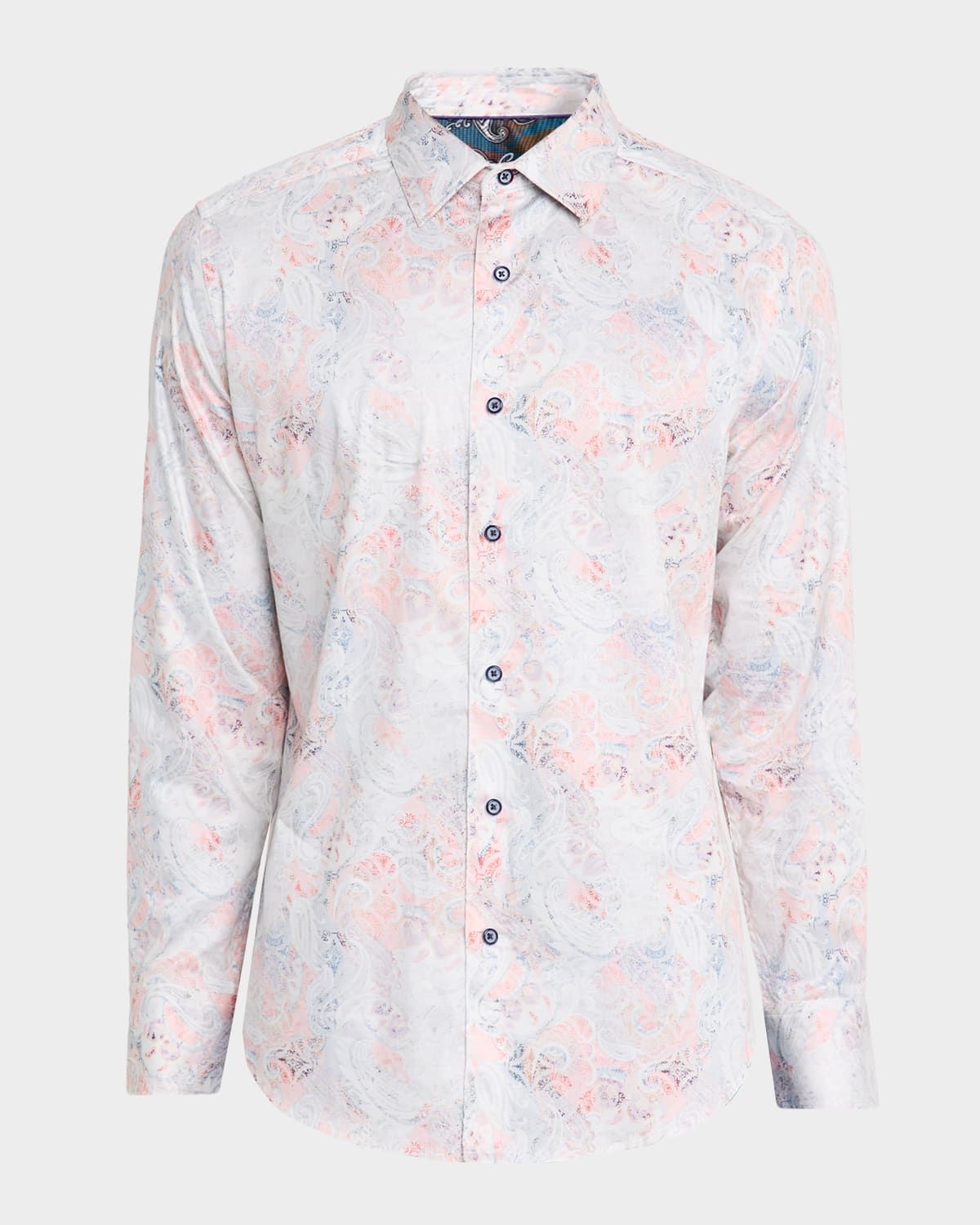 Men & apos;s Addington Stretch Satin Paisley Button-Down Shirt