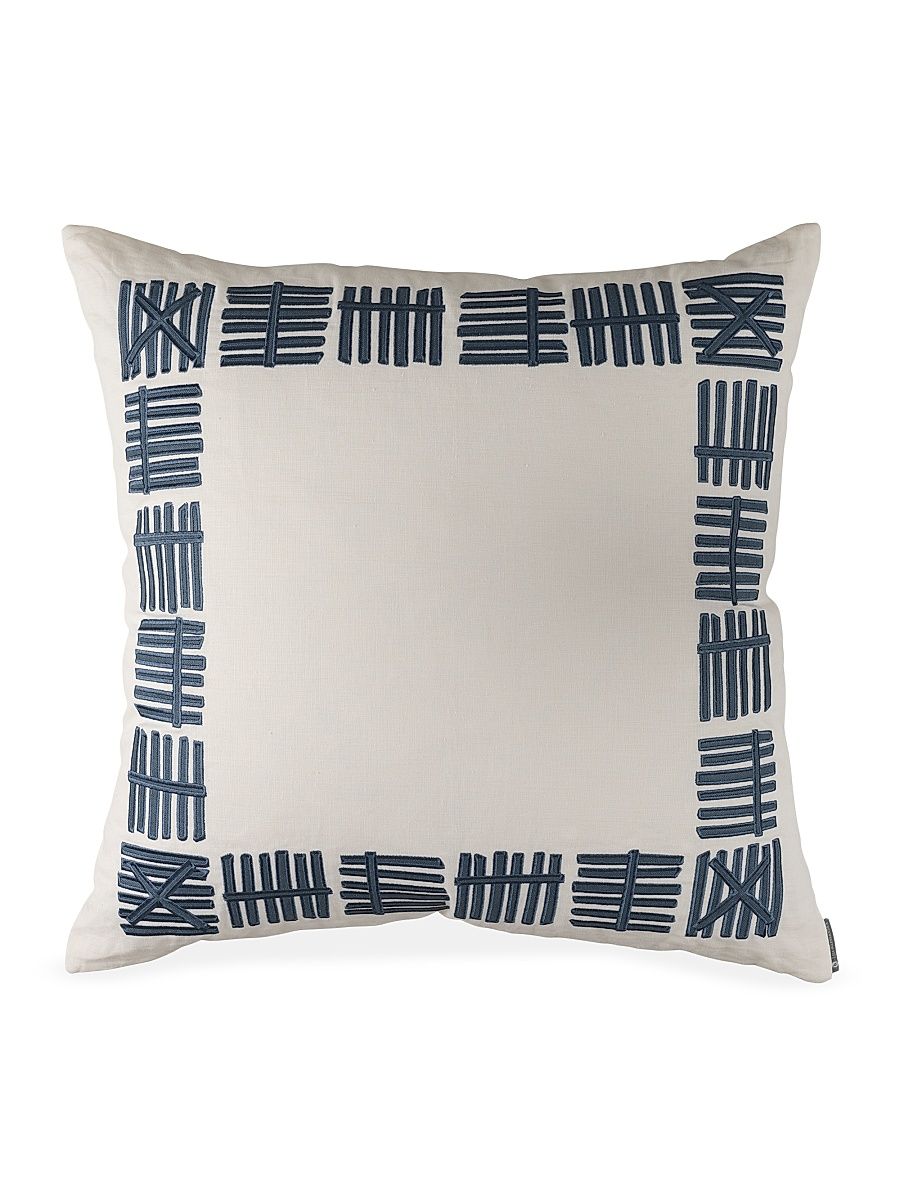 Andre Euro Border Pillow - White Indigo