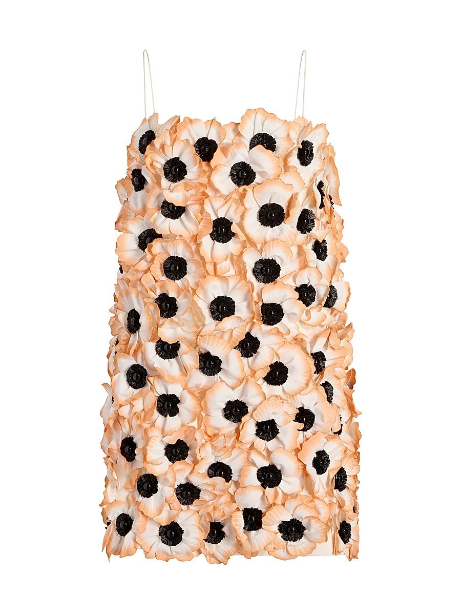 Women's Mini Dress with Floral Appliqué - Anemone - Size Large