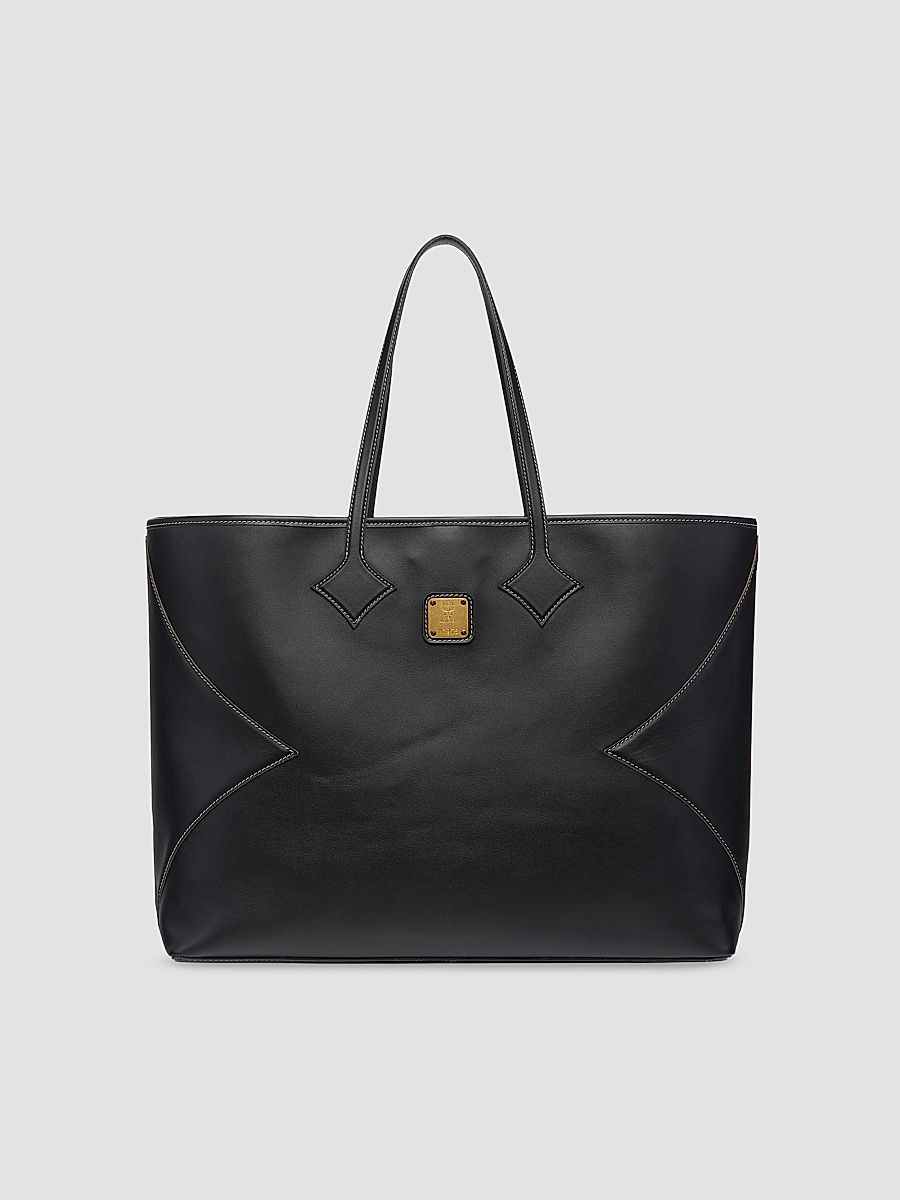 Women's Dia Leather XL Shopper Tote Bag - Black