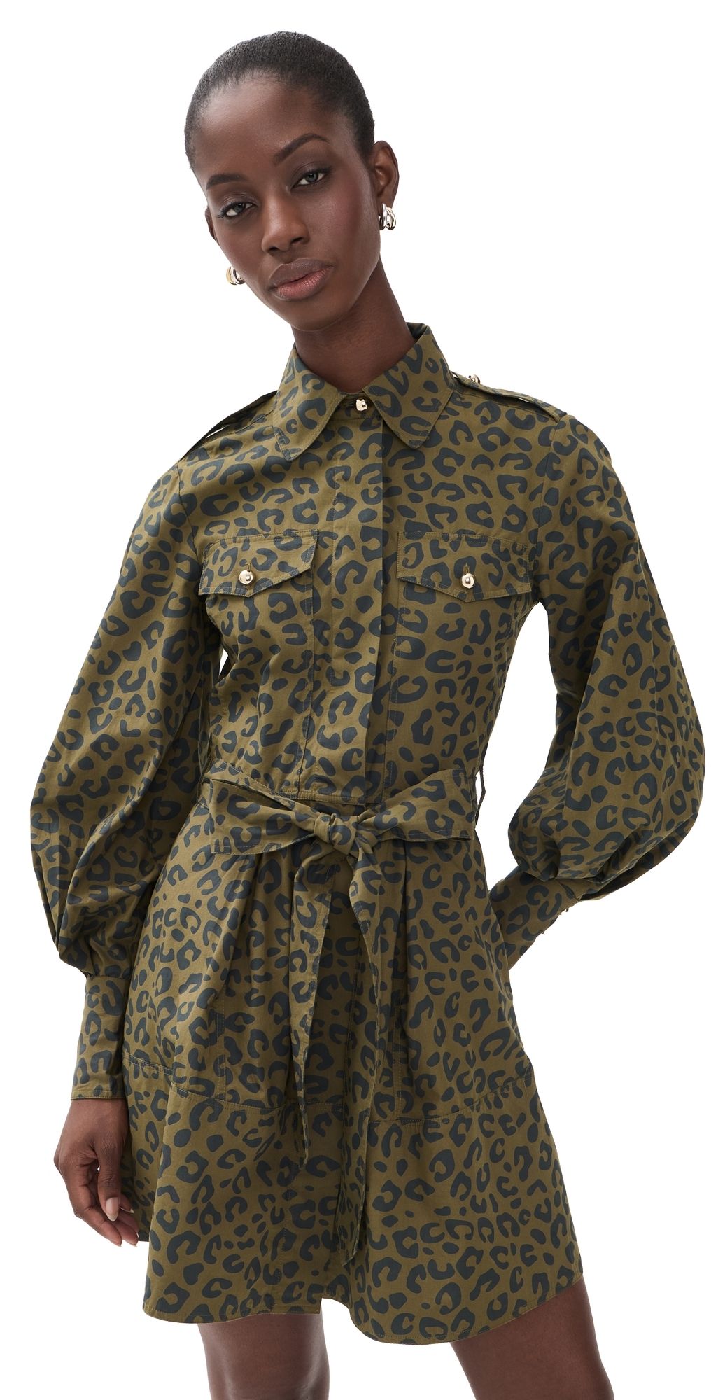 ESSENTIEL ANTWERP Keto Mini Shirt Dress Combo4 Dusty Green 44