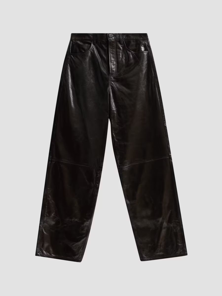 Women's Bruun Lacquer Leather Baggy Trousers - Soil - Size 12