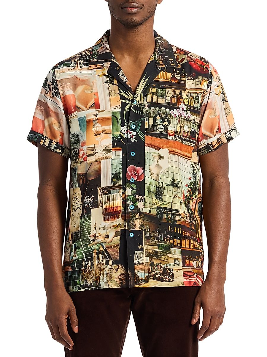 Men's Harrys Place Short-Sleeve Button-Front Shirt - Size XL