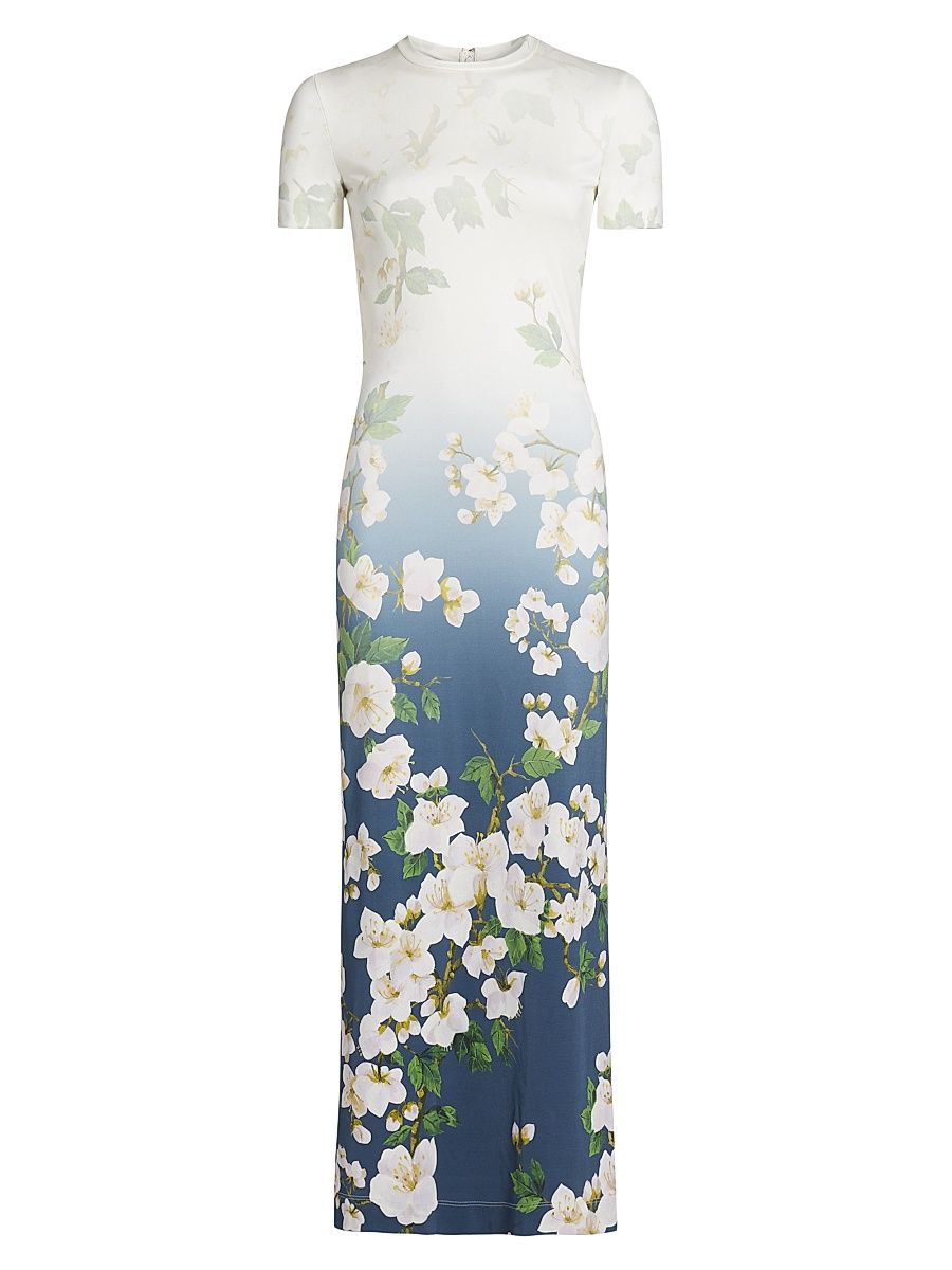 Women's Ombré Cherry Blossom Jersey Dress - White Navy Ombre - Size 12