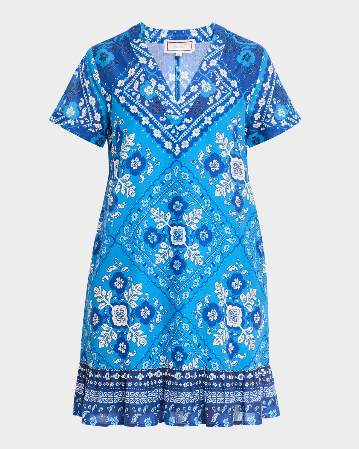 Floral-Print Flounce Shift Dress