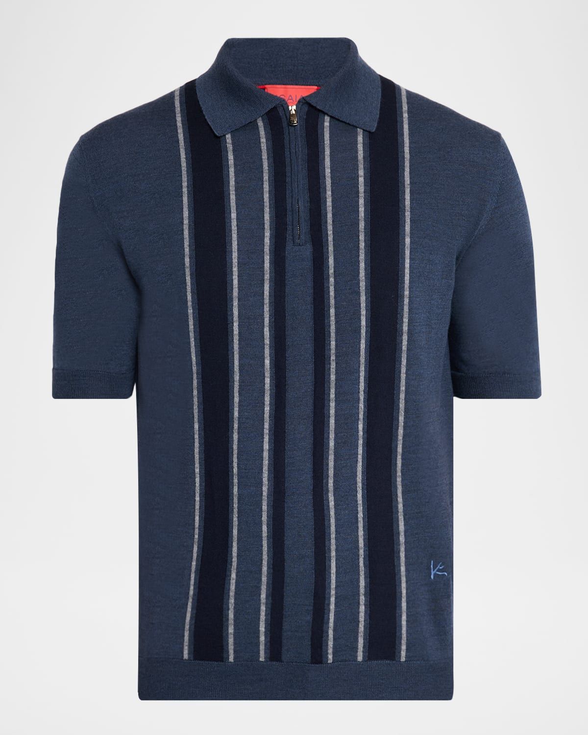 Men & apos;s Multi-Stripe Wool Quarter-Zip Polo Sweater