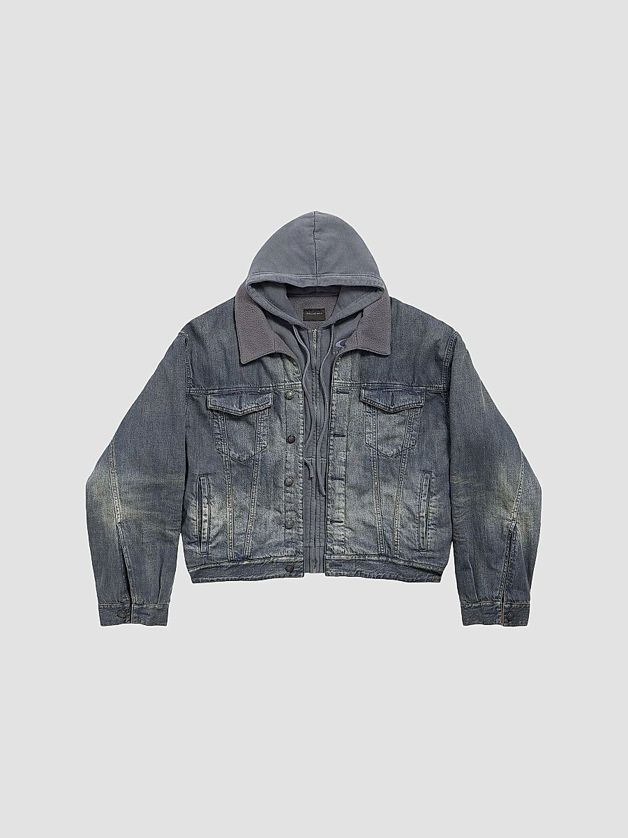 Balenciaga Men's Layered Lined Denim Jacket - Blue - Size Medium
