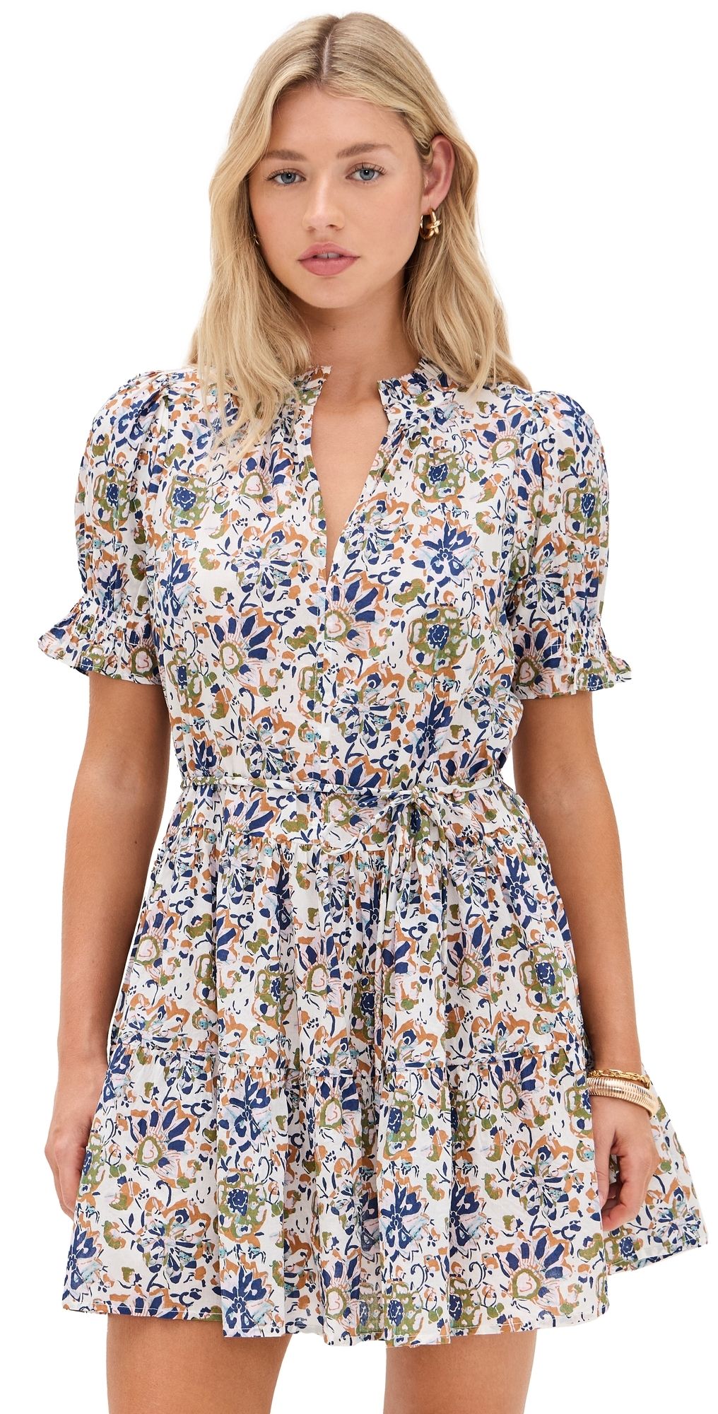 Apiece Apart Las Almas Dress Batik Floral Cream L