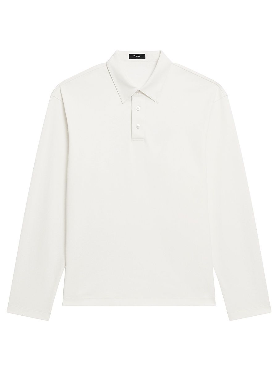 Men's City Cotton Long-Sleeve Polo Shirt - White - Size XXL