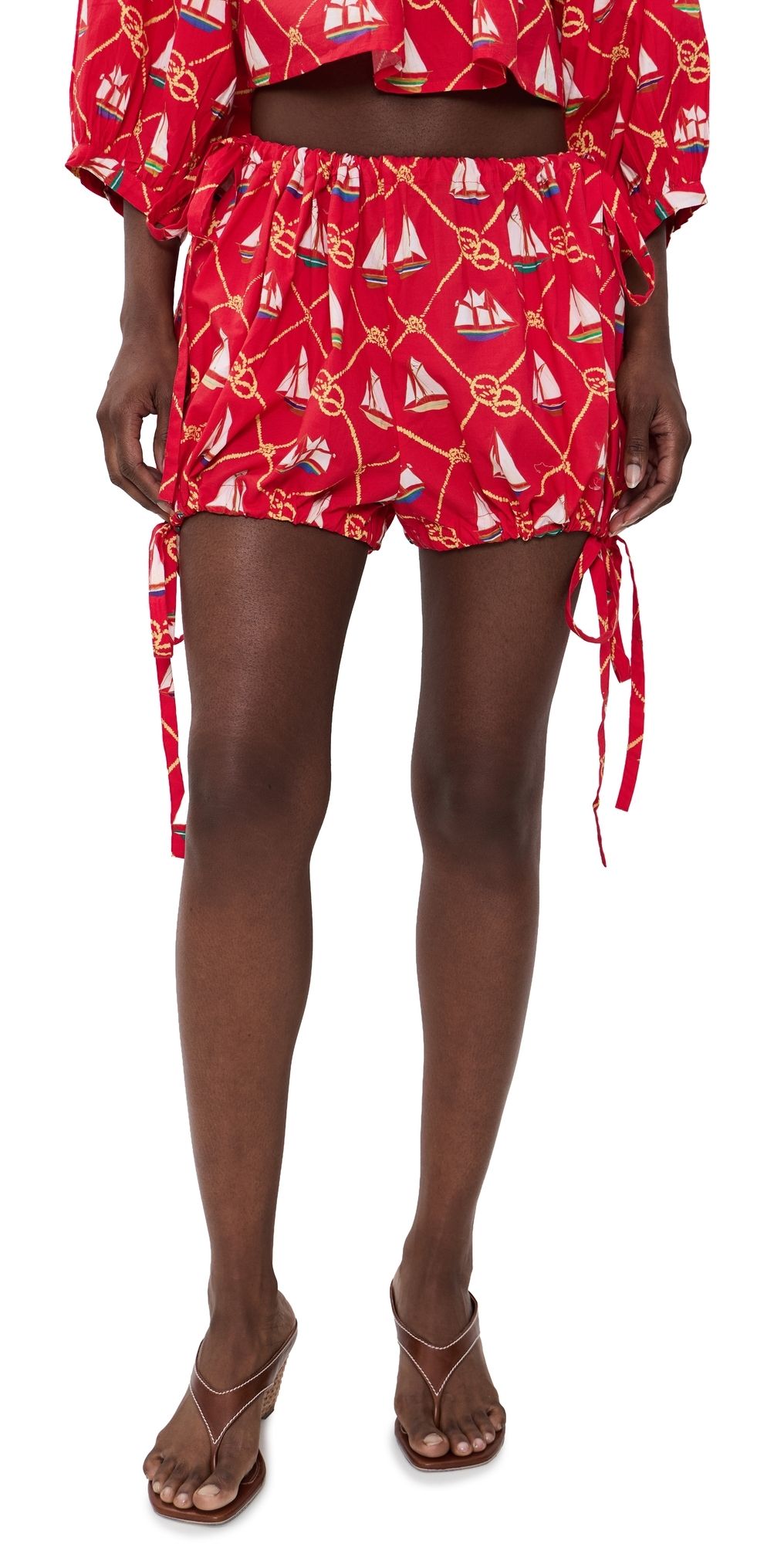 Coniglio Palm Beach Bubble Shorts Sailing Knots Captain Red One Size