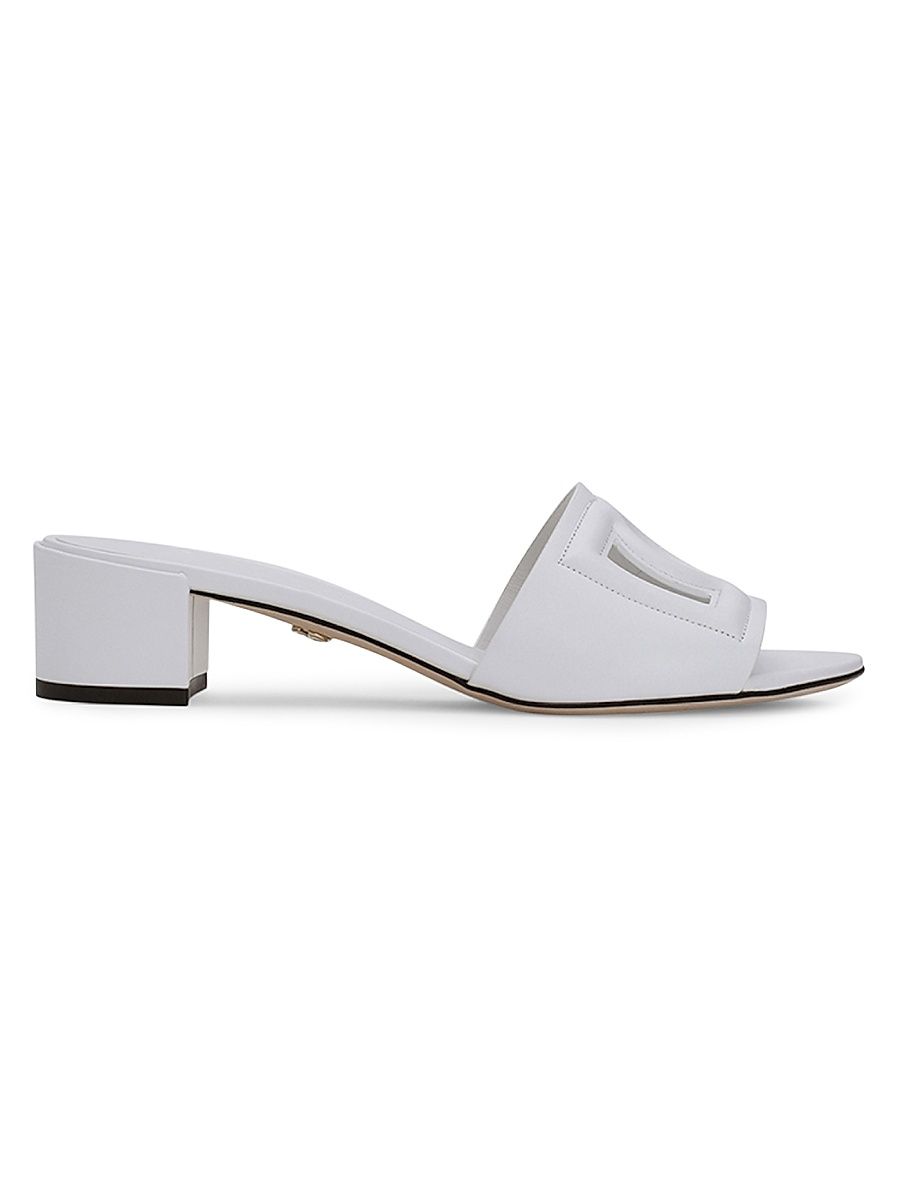 Women's 40MM DG Cut-Out Leather Mules - White - Size 9.5