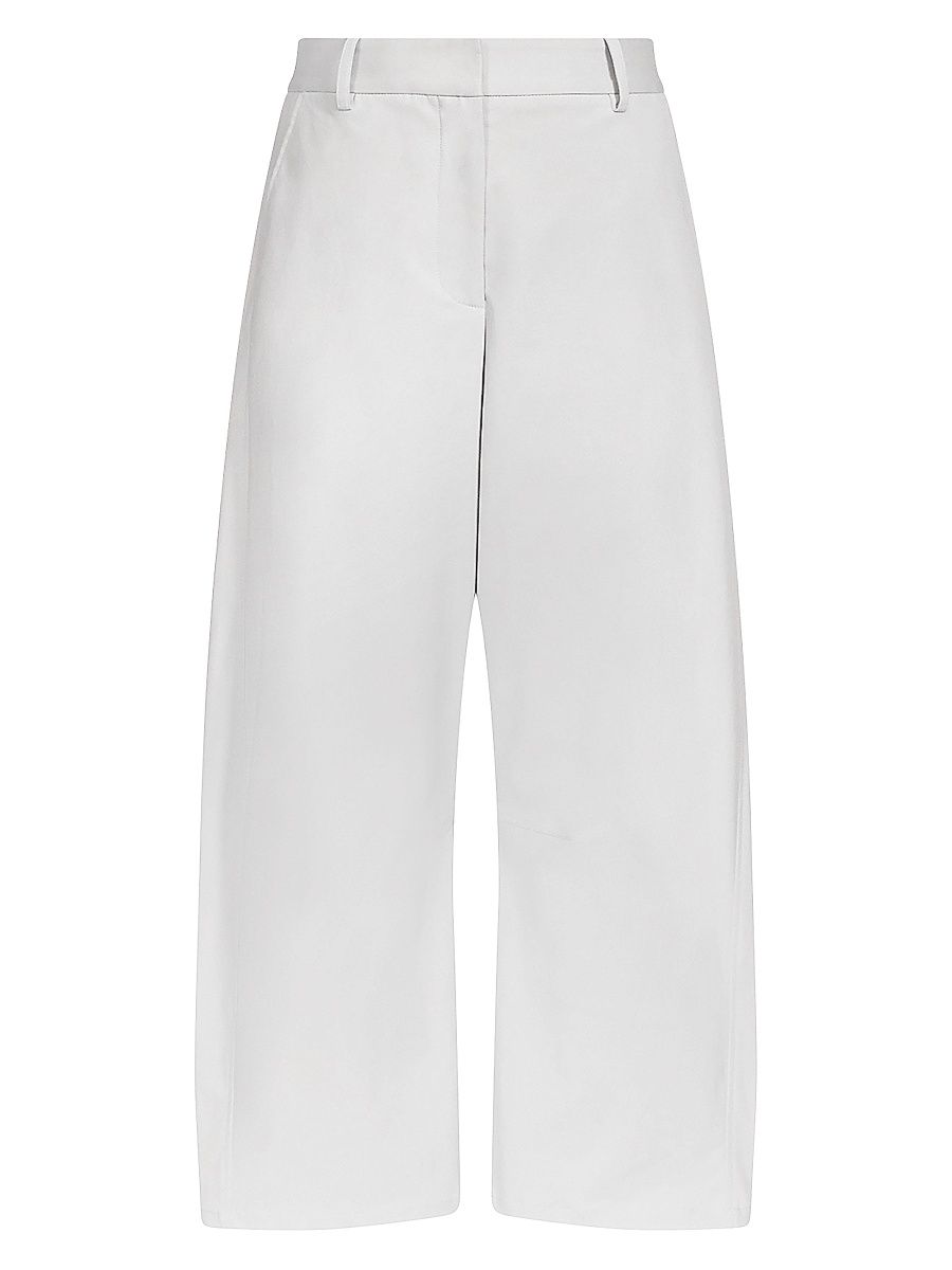 Women's Slouchy BF Stretch-Cotton Wide-Leg Trousers - Light Grey - Size 10