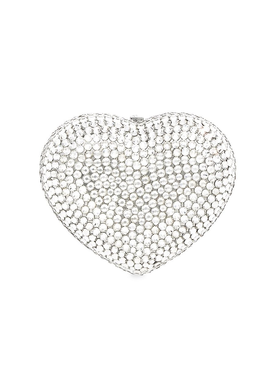 Women's Heart Miniature Crystal Clutch - Silver