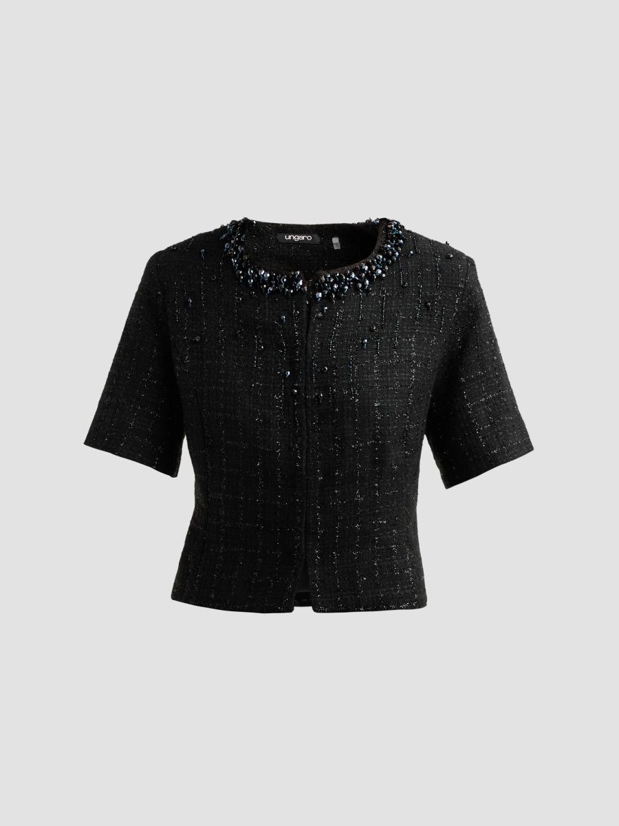 Ungaro Women's Leny Beaded Short-Sleeve Jacket - Black - Size XL