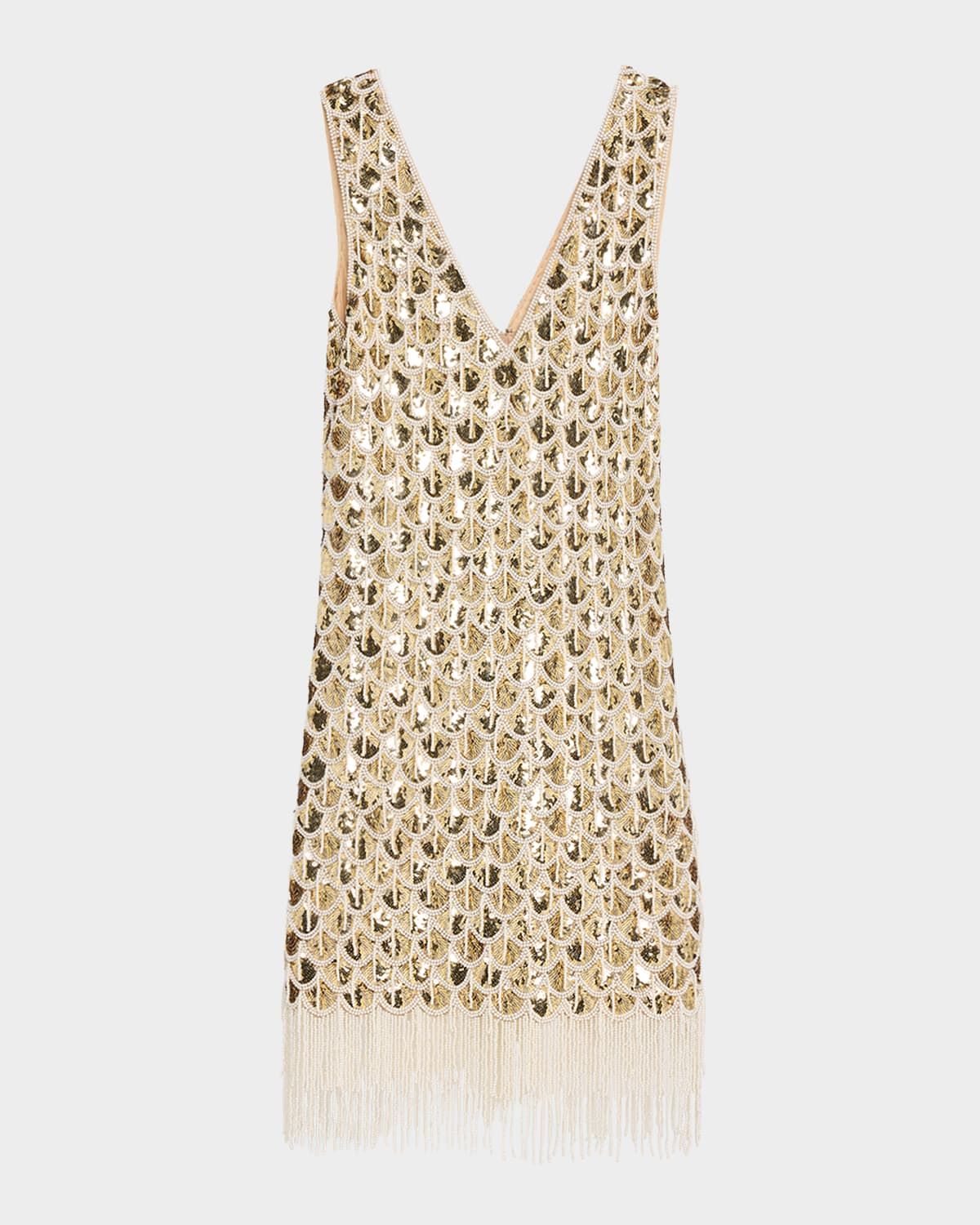 Eastyn Sleeveless Metallic Fringe Mini Shift Dress
