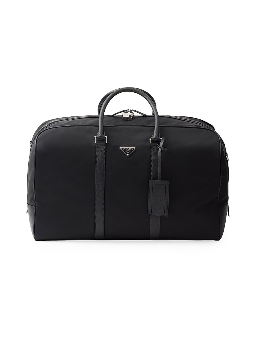 Men's Re-Nylon and Saffiano Leather Duffel Bag - Black