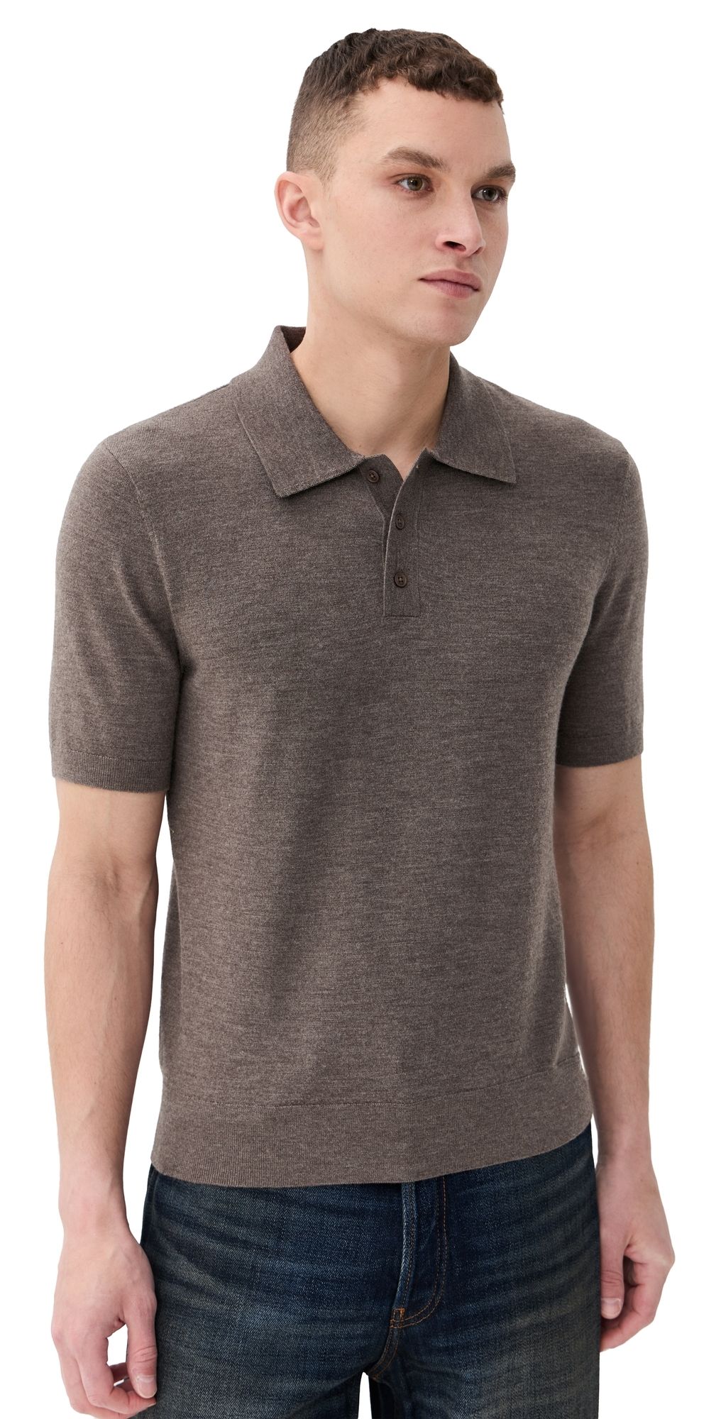 Wax London Naples Polo Sweater Brown Marl XL