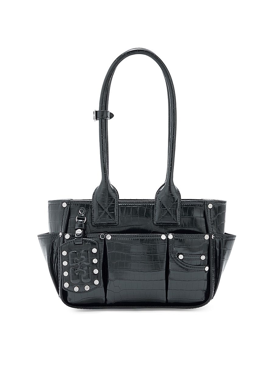 Women's Posy Croc-Embossed Shoulder Bag - Black