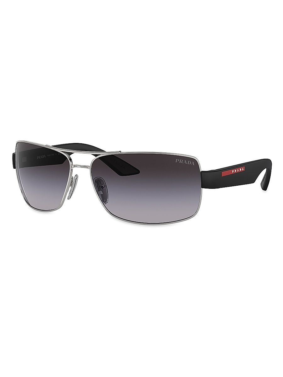 Men's 65MM 50ZS Pillow Sunglasses - Silver Smoke Gradient
