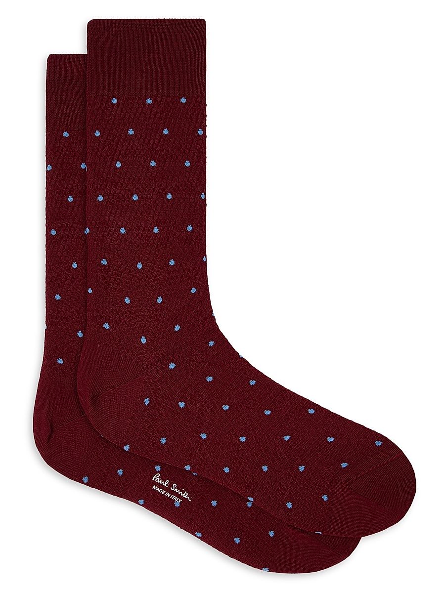 Men's 2-Pack Naveen Polka Dot Cotton-Blend Crew Socks - Navy Red