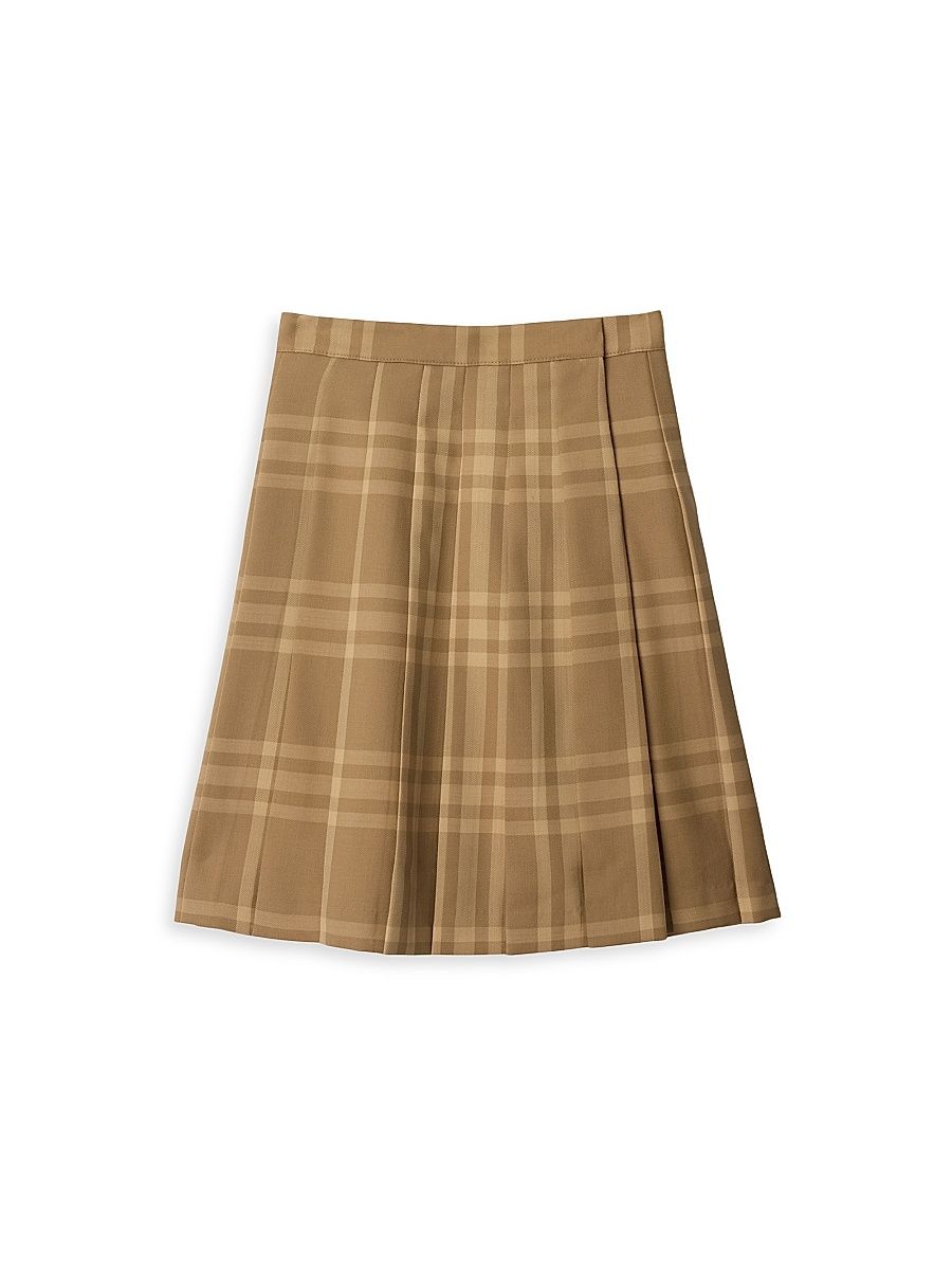 Little Girl's & Girl's Estelle Check Wool Skirt - Dark Sand - Size 4