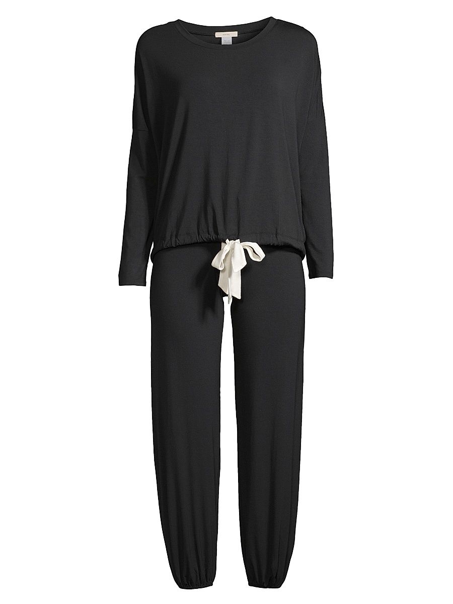 Women's Gisele 2-Piece Slouchy Pajama Set - Black - Size Medium