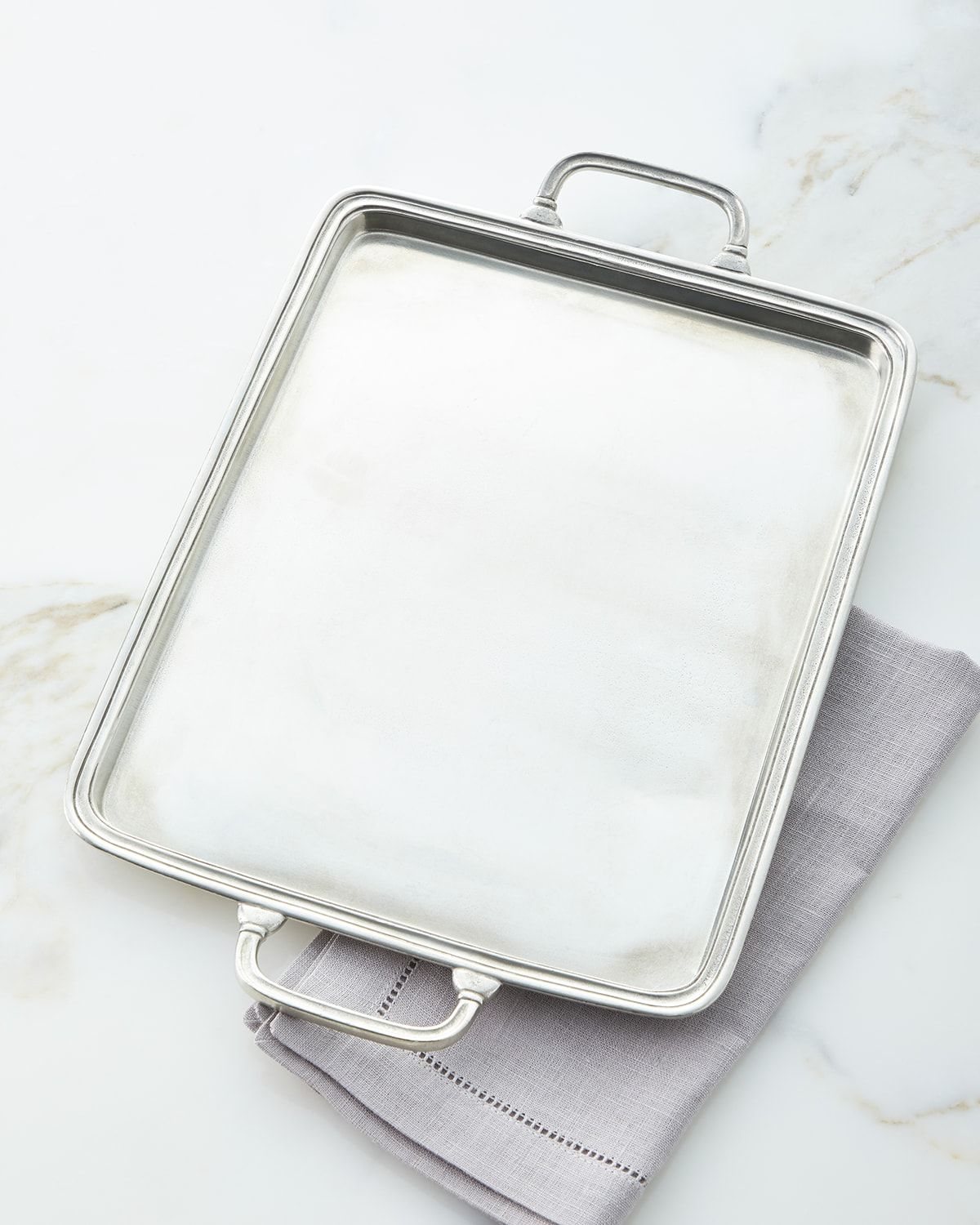 Large Handled Pewter Tray