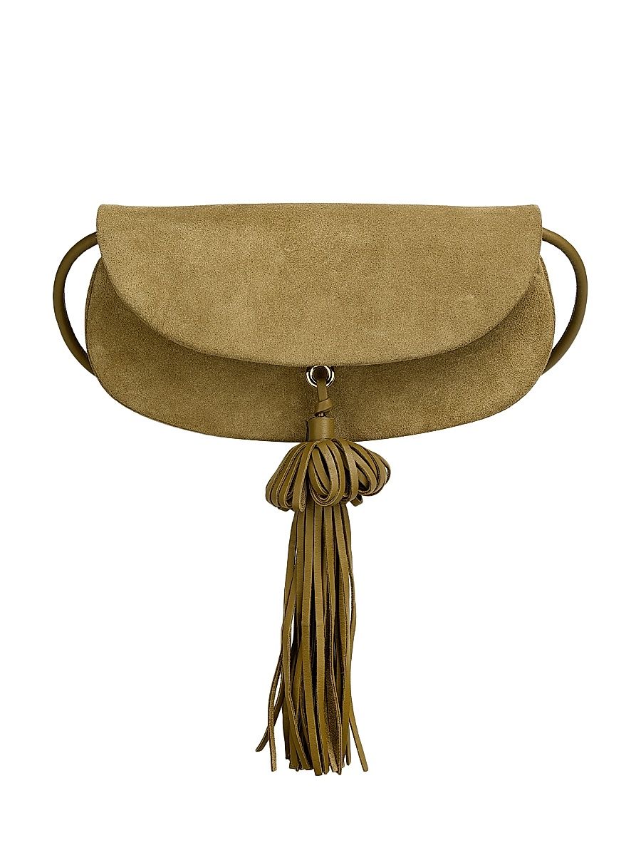 Women's Paloma Flap Tassel Suede Shoulder Bag - Olive