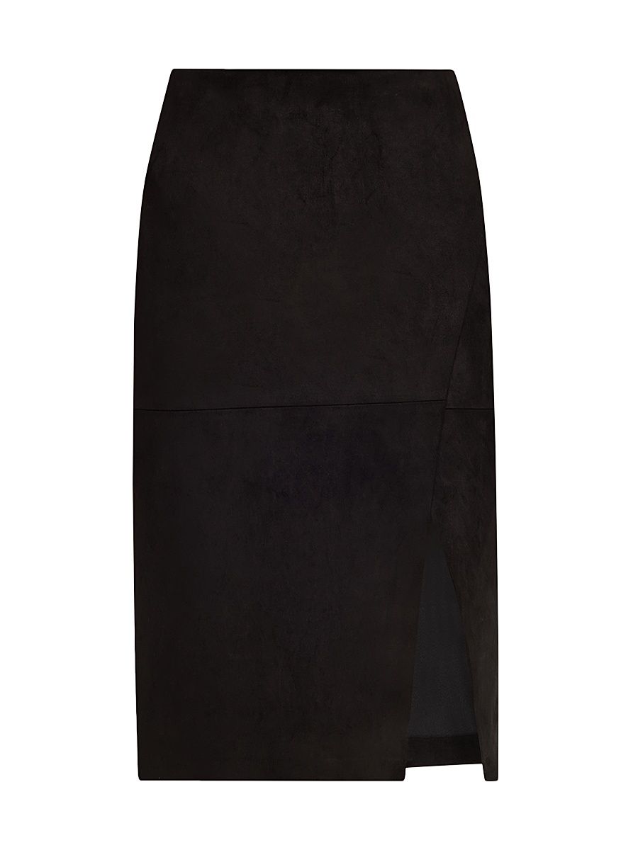 Women's Siobhan Suede Front Slit Wrap Skirt - Black - Size 10