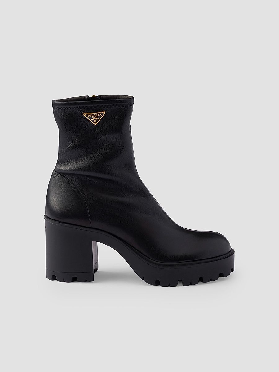 Women's Stretch Nappa Leather Booties - Black - Size 4.5