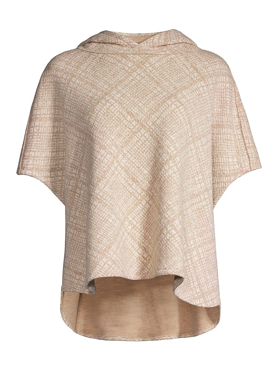 Women's Hooded Wool-Blend Cape - Camel - Size 12