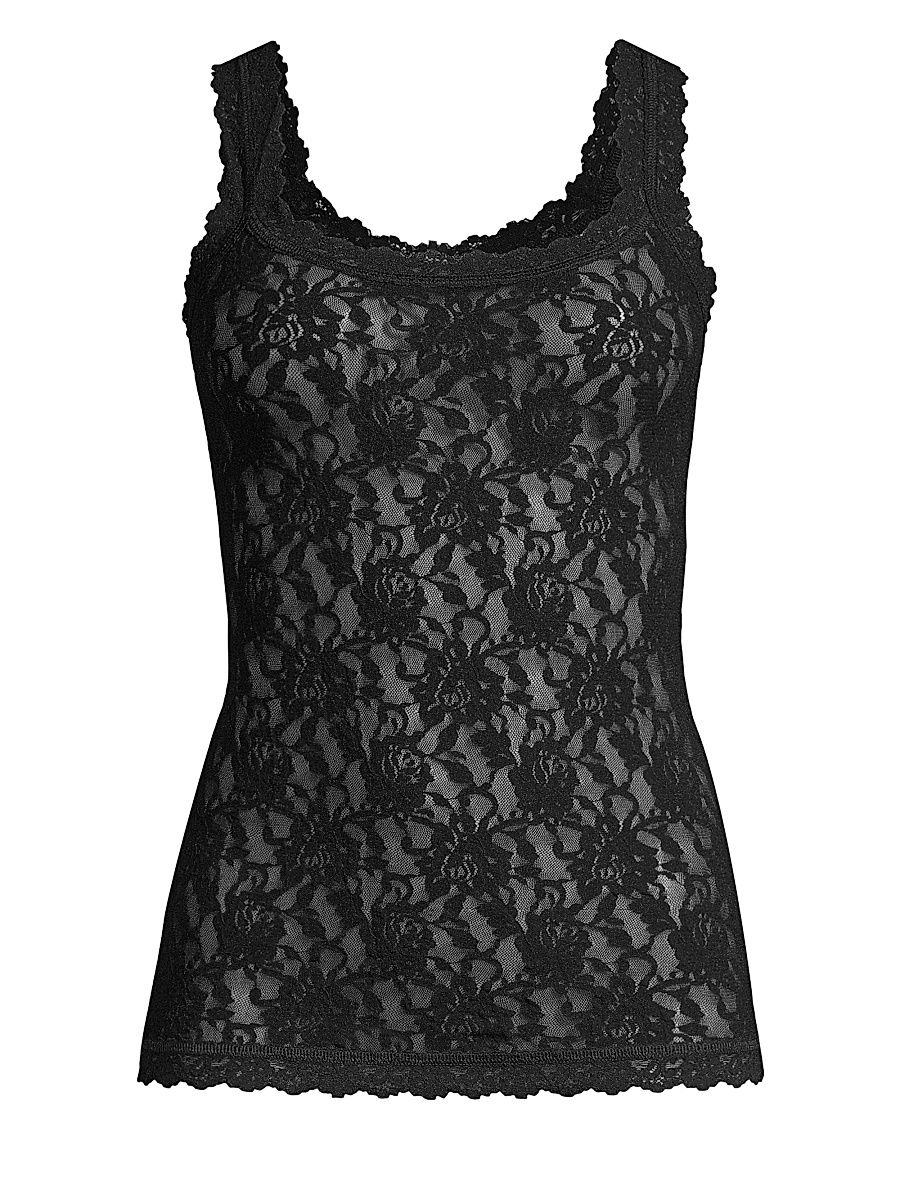 Women's Floral Lace Camisole - Black - Size XL