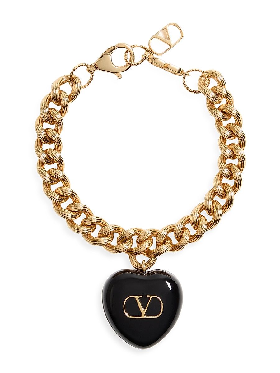 Women's Coeur Royal Metal and Enamel Bracelet - Gold Black - Size Small