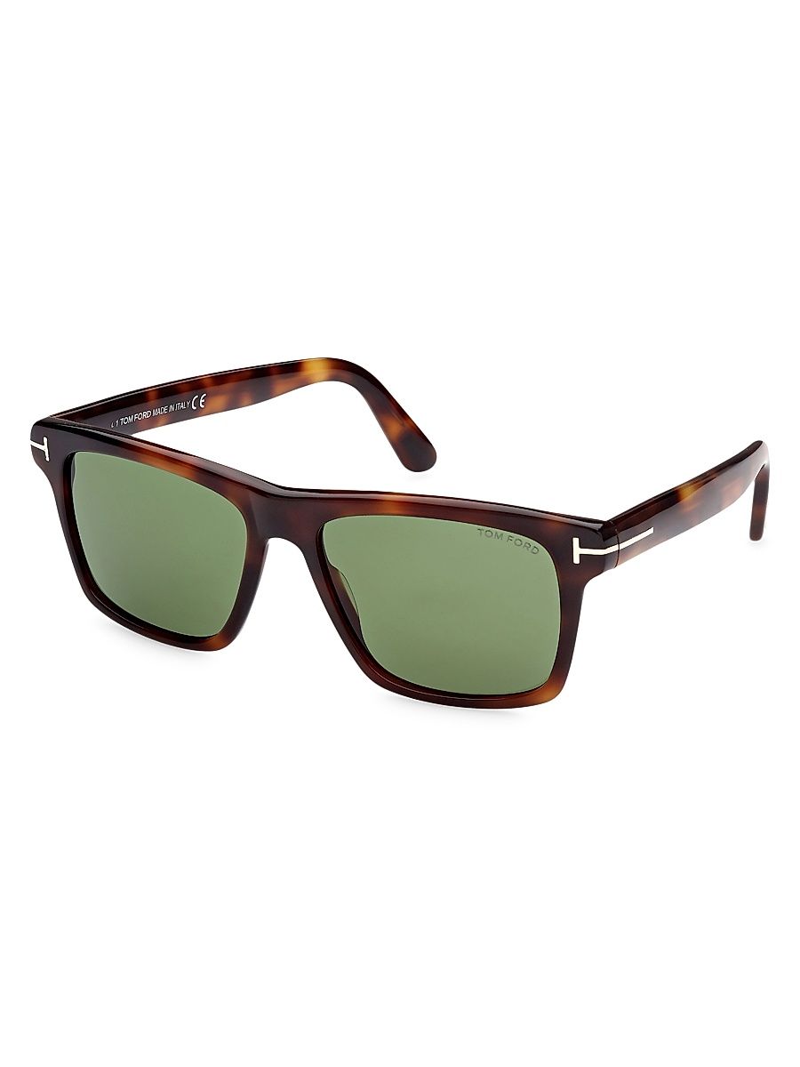 Men's Buckley-02 56MM Square Sunglasses - Shiny Black