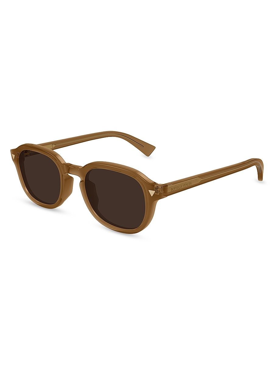 Men's Triangle Stud Panthos 49MM Round Sunglasses - Brown