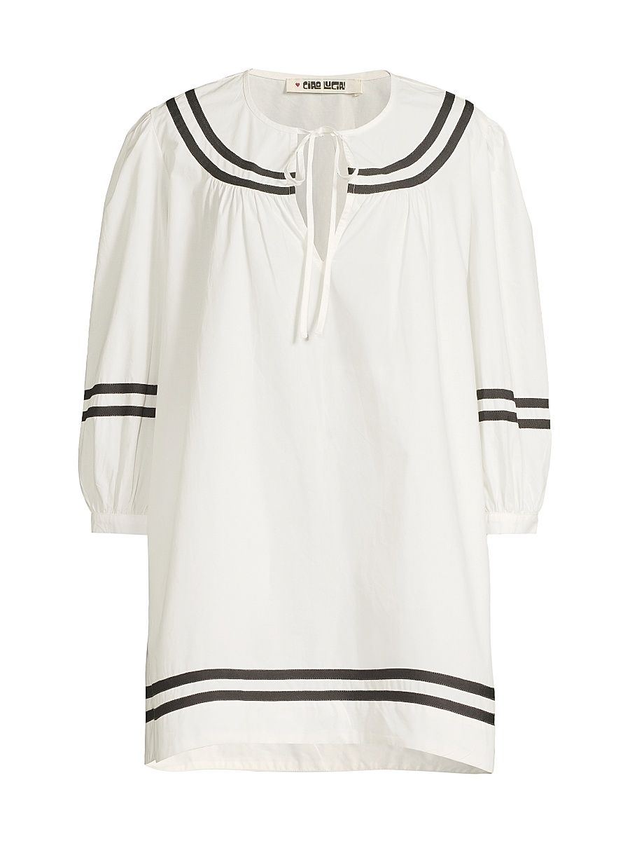Women's Palina Cotton Poplin Striped Minidress - White - Size XXL