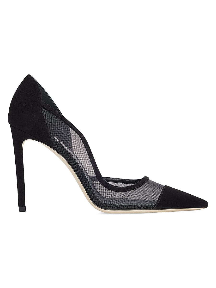 Women's Brigitte 100MM Suede and Mesh Pumps - Black - Size 12