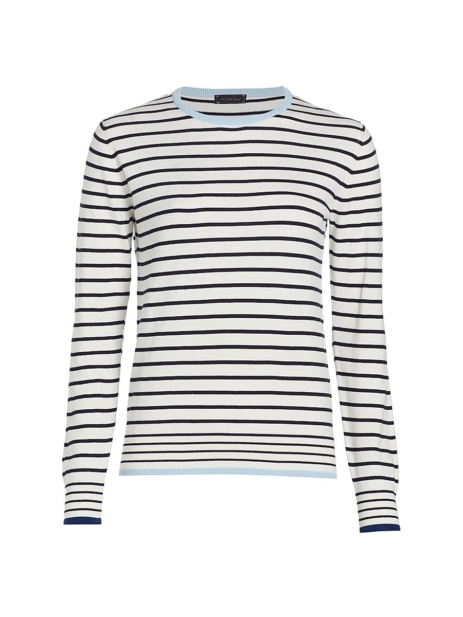 Women's Striped Crewneck Sweater - Egret - Size XL