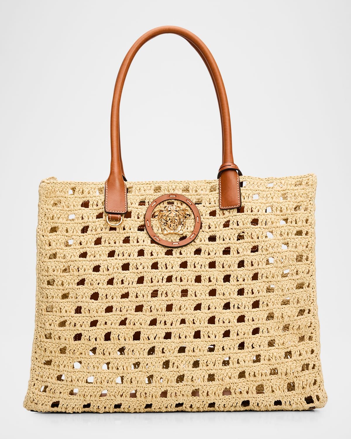 La Medusa Large Crochet Raffia Tote Bag