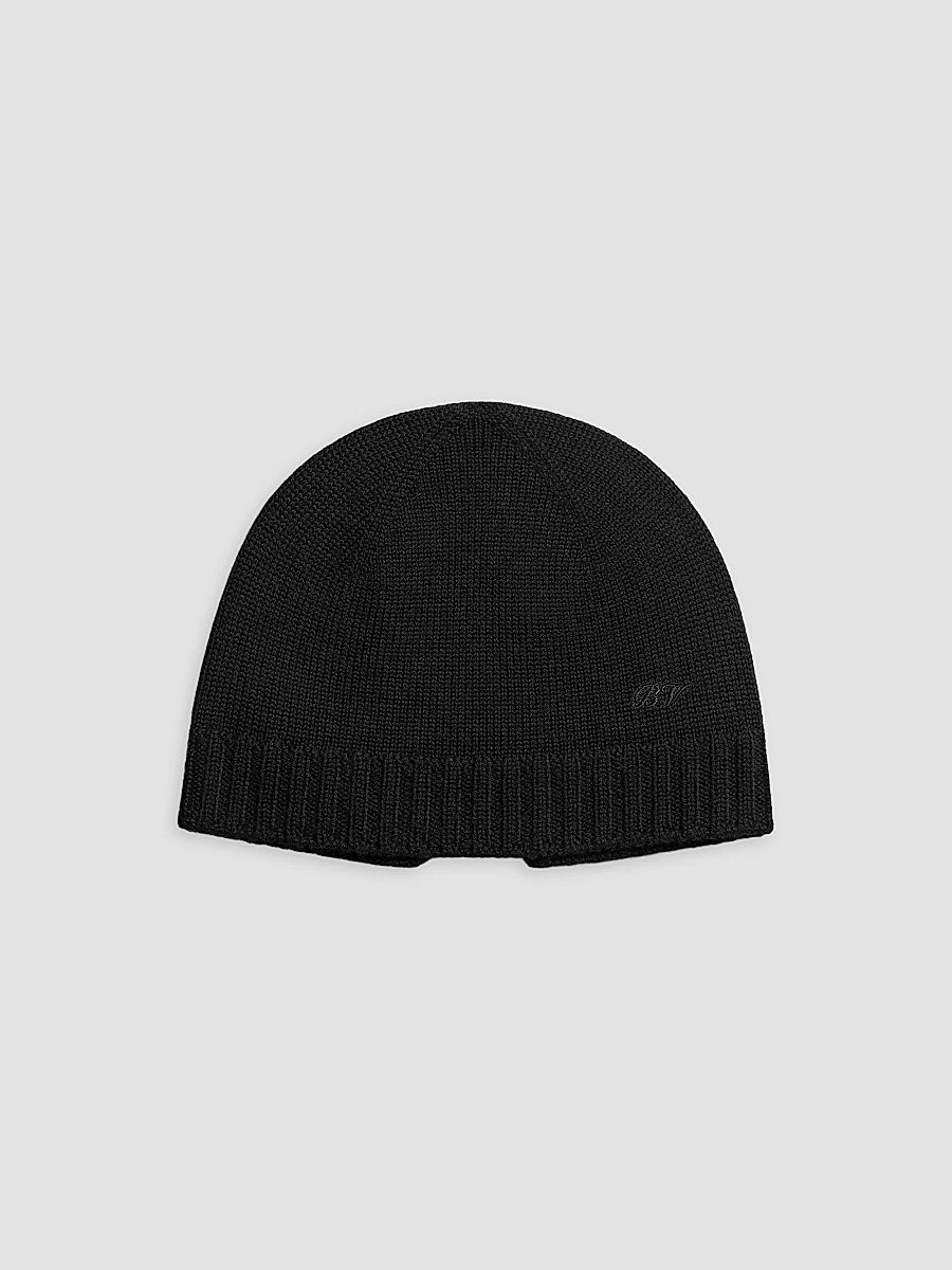 Men's Classic Wool Knit Beanie - Black - Size Medium