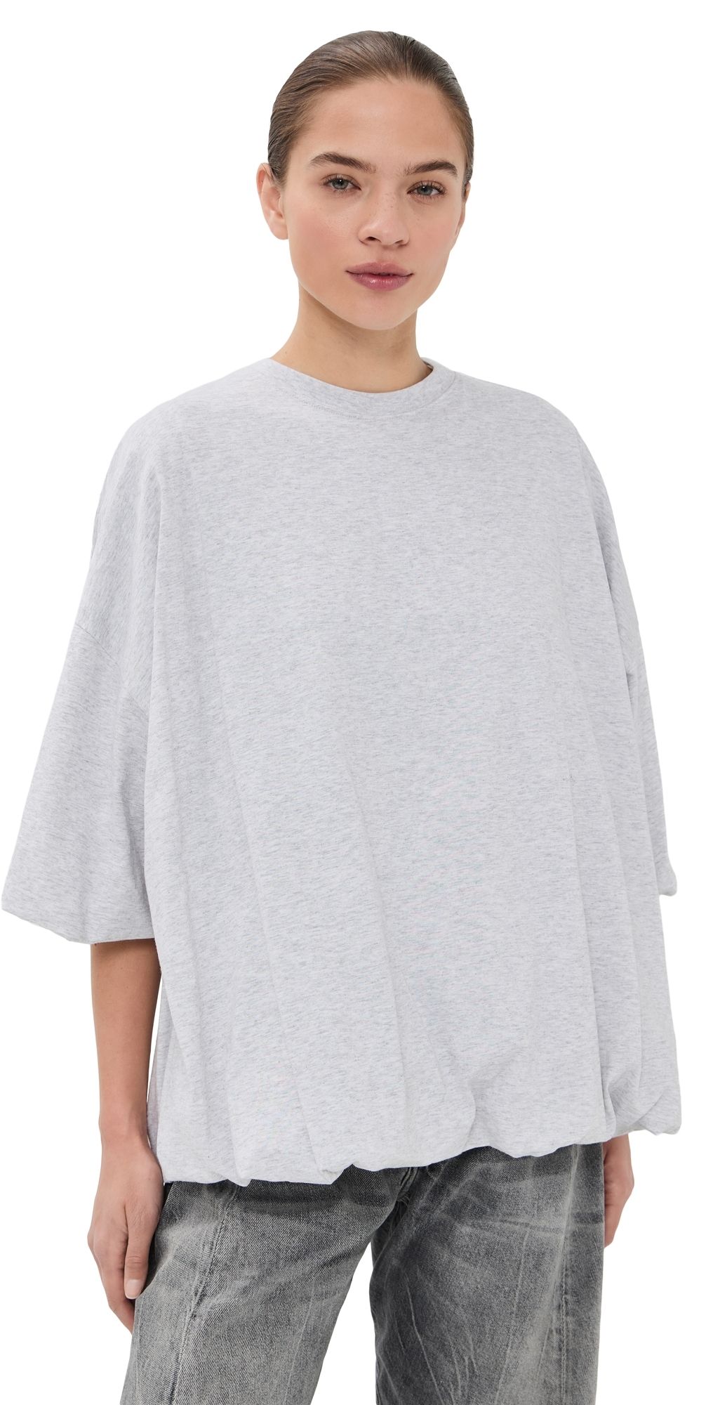 Acne Studios Gathered Logo T-Shirt Grey Melange XS