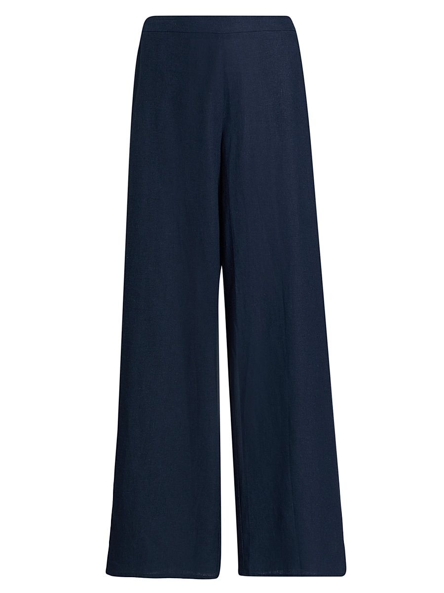 Women's Kelela Linen Wide-Leg Pants - French Navy - Size XL