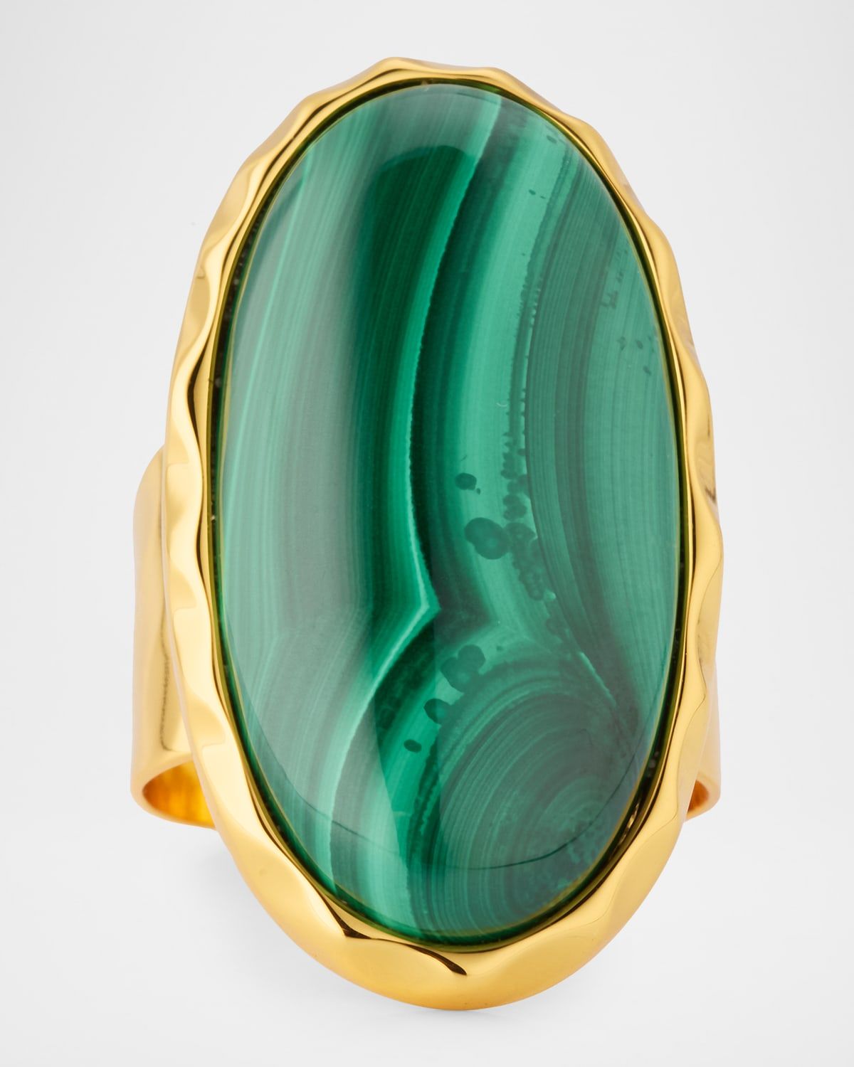 Small Malachite Gemstone Adjustable Ring