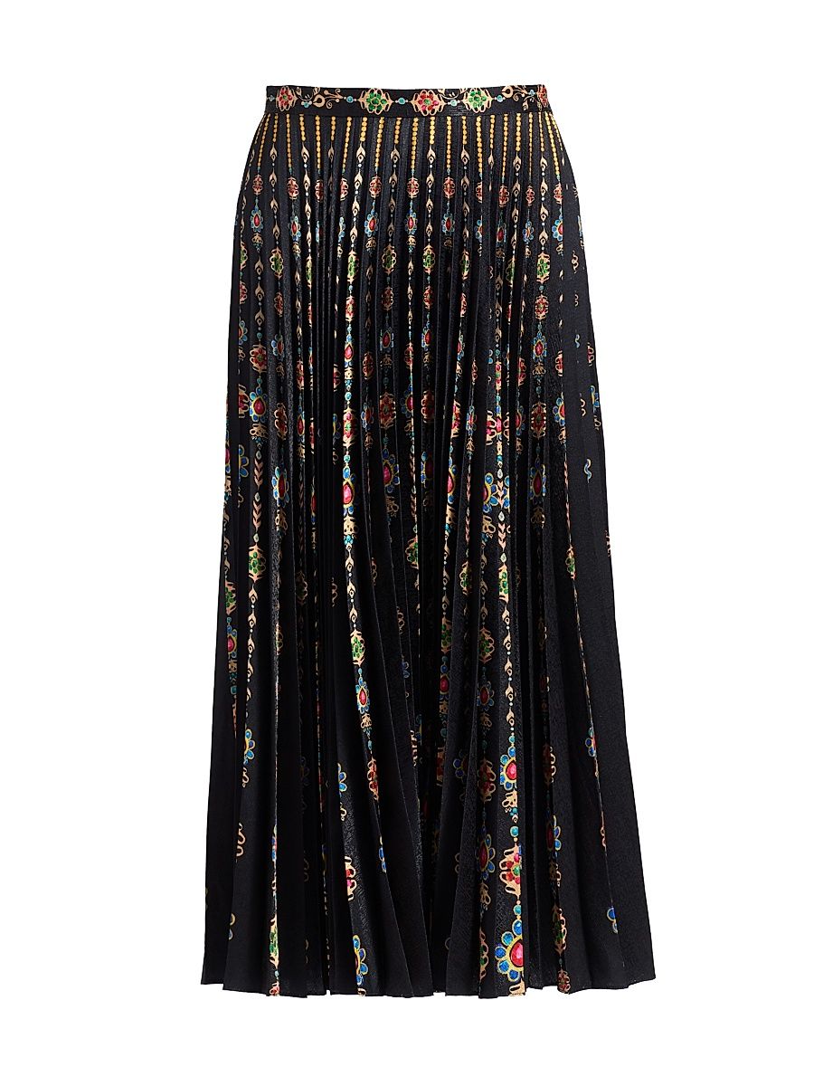 Women's Kim Pleated Floral Midi-Skirt - Pendant Stripe Plmt - Size 10